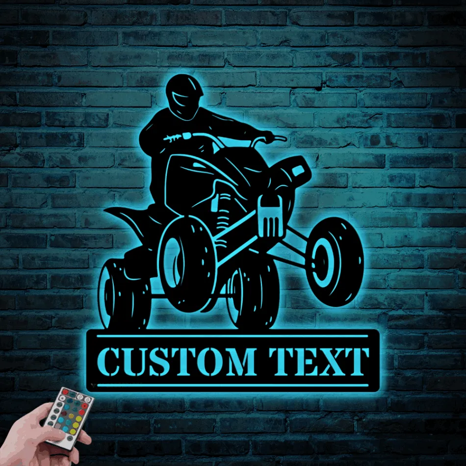Atv Metal Sign With Led Lights, Custom Quad Sign, Atv Gifts, Personalized Atv Sign, Four Wheeler Sign Metal, Atv Wall Art, Four Wheeler Decor