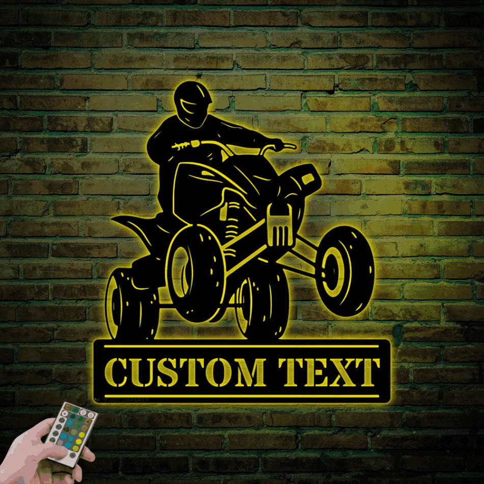Atv Metal Sign With Led Lights, Custom Quad Sign, Atv Gifts, Personalized Atv Sign, Four Wheeler Sign Metal, Atv Wall Art, Four Wheeler Decor