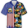 American School Bus Tropical Mens Hawaiian Shirts, Bus Driver Short Sleeve Button Down Shirt, Casual Printed Beach Shirt, Summer Aloha Shirt