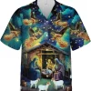 God Nativity Hawaiian Shirts For Men Women, Christian Jesus Hawaiian Shirts, My Savior Angel Summer Short-sleeve Casual Relaxed-fit Button-down Shirts