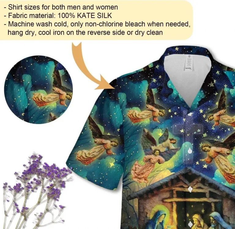 God Nativity Hawaiian Shirts For Men Women, Christian Jesus Hawaiian Shirts, My Savior Angel Summer Short-sleeve Casual Relaxed-fit Button-down Shirts