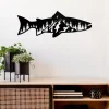 Trout Fish Design Metal Art Wall Decor, Cut Wall Hanging, Home Decoration, Home Gift