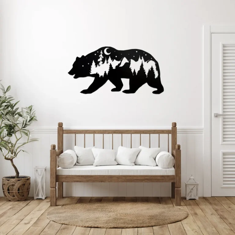 Bear Metal Art Wall Decor, Cut Wall Hanging, Home Decoration, Home Gift