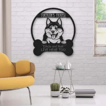 Akita Dog Lovers Funny Personalized Metal House Sign Cut Metal Sign