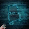 Alabama Metal Sign With Led Lights, State Of Alabama Sign, Metal Alabama Sign, Alabama Wall Art, Steel Alabama State Sign, Alabama Wall Decor