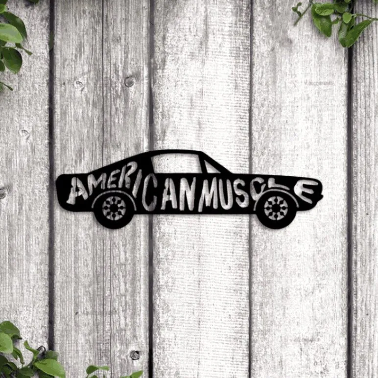 American Muscle Car Metal Sign With Led Lights, Metal Garage Sign Gift Garage Metal Art Garage Home Decor Vintage Car Metal Sign Metal Wall Art
