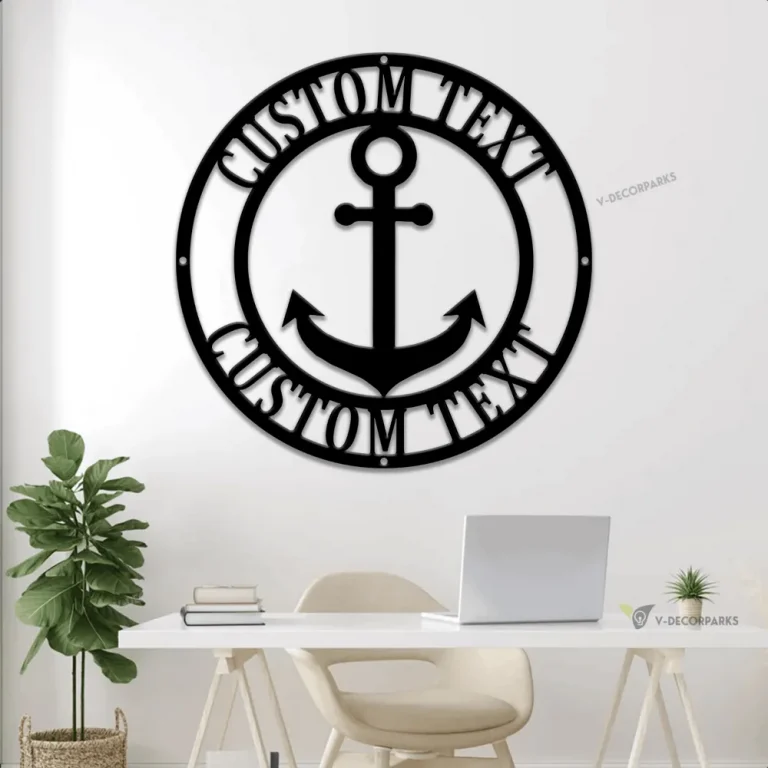 Anchor Sign With Led Lights- Nautical Decor - Beach Decor - Nautical Sign - Anchor Family Name - Wall Decor - Custom Wedding Gift - Metal Wall Art