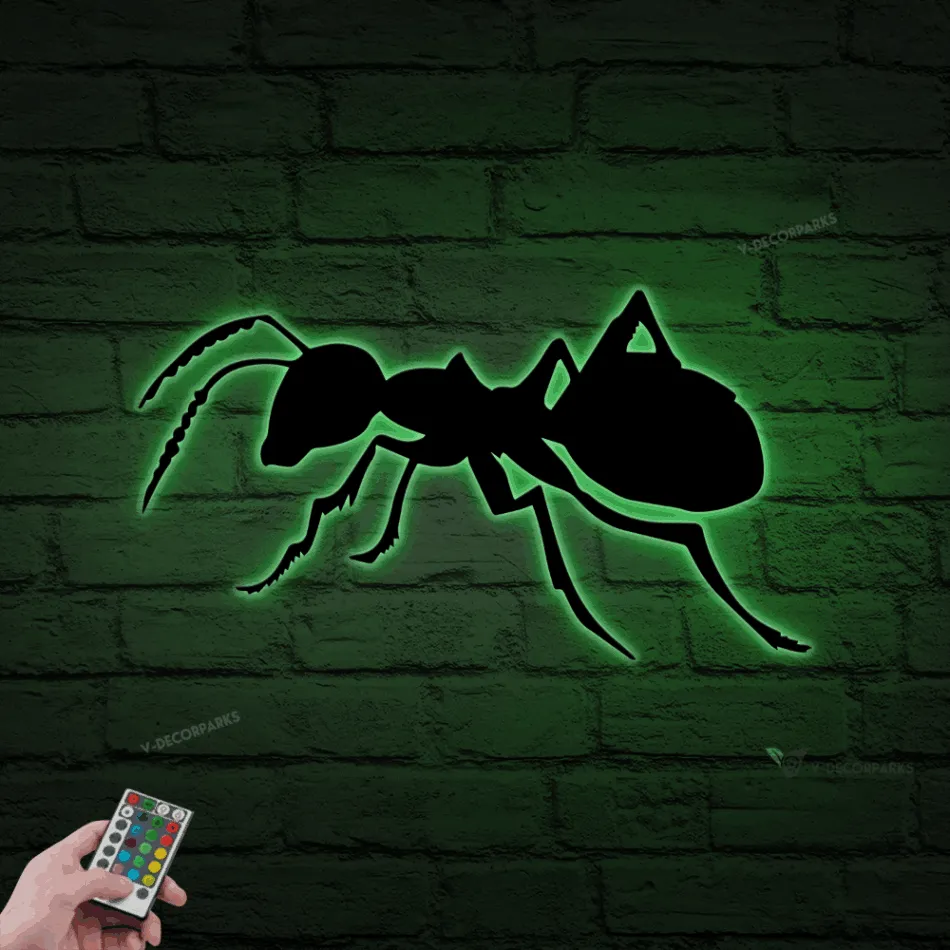 Ant Metal Led Lights, House Decor, Ant Gift Topper, Living Room Decor, Unique Sign, Metal Wall Art, Ant Sign, Ant Wall Art