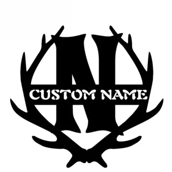 Antler Monogram Wall Decor, Cut Metal Sign, Metal Wall Art, Metal House Sign