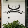 Antler Welcome Sign, Cut Metal Sign, Metal Wall Art, Metal House Sign