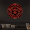 Battle Axe With Led Lights Sign Monogram Steel Sign, Personalized Viking Battle Axe Ring Monogram Wall Art Home Decor Living Room Decor