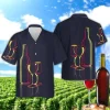 Wine Bottle And Glass Hawaiian Shirt Short Sleeve, Casual Button Down Shirt, Hawaiian Style Shirts, Summer Beach Shirt, Gift For Wine Lovers