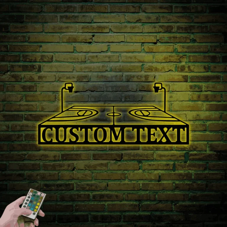 Basketball Metal Wall Art With Led Lights, Basketball Sign For Bedroom ...