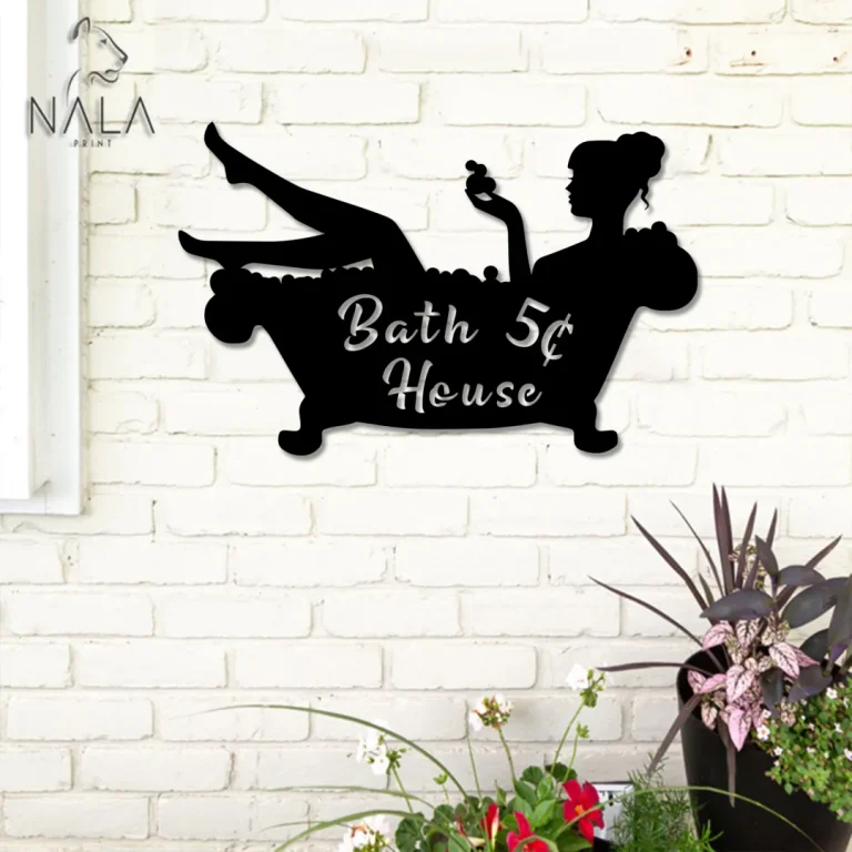 Bath House Bath Tub Girl Metal Sign, Wall Art Decor For Bathroom, Home Decoration, Metal Artwork