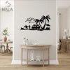 Couple And Dog On Beach Metal Wall Art, Beach Scene Wall Hanging, Front Proch Decor For Beach Lovers