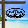 Personalized Flip Flop Beach Scene Design Metal Hanging, Gate Sign, Outdoor Decor For Beach Lovers