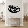 Sunset Beach Scene Wall Art Decor, Beach Life Design Metal Sign, Home Decoration For Beach Lovers