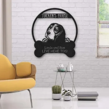 Beagle Dog Lovers Funny Personalized Metal House Sign Cut Metal Sign