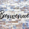 Bienvenue Sign Hanging Garden Sign, Metal Sign Wall Decor, Metal Sign Outdoor, Indoor