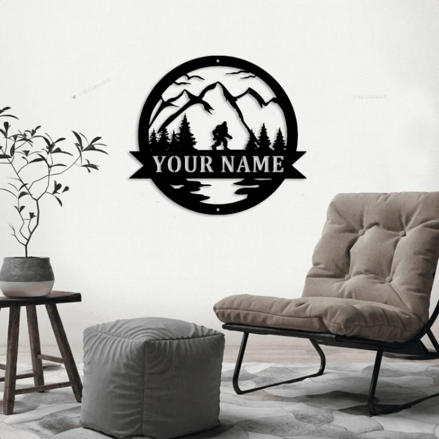 Bigfoot Led Lights, Metal Sign, Camp Sign, Christmas Gift For Him, Metal Name Sign, Fathers Day, Bigfoot Sign, Custom Text Metal, Cabin Decor