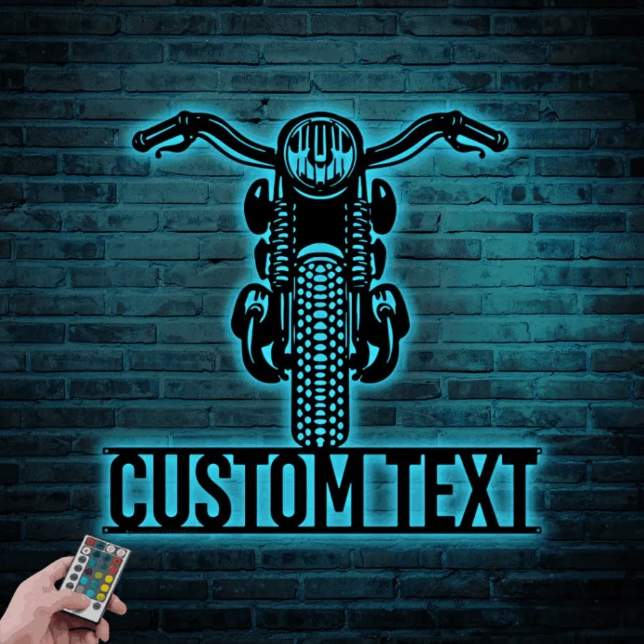 Biker Metal Wall Decor With Led Lights, Chopper Sign, Personalized Biker Name Sign, Biker Gifts, Custom Motorcycle Sign, Garage Metal Wall Art