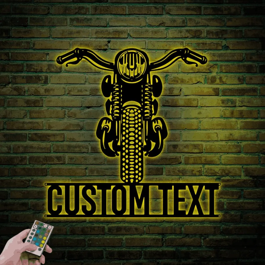 Biker Metal Wall Decor With Led Lights, Chopper Sign, Personalized Biker Name Sign, Biker Gifts, Custom Motorcycle Sign, Garage Metal Wall Art