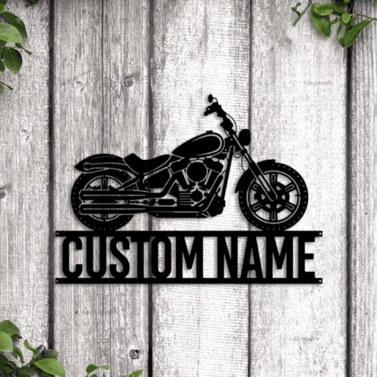 Biker Metal Wall Decor With Led Lights, Chopper Sign Gift, Personalized Biker Name Sign, Biker Gifts, Custom Motorcycle Sign, Garage Metal Art