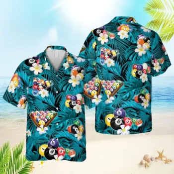 Floral Billards Hawaii Shirt, Man Cave Clothing, Aloha Shirt For Mens, Womens