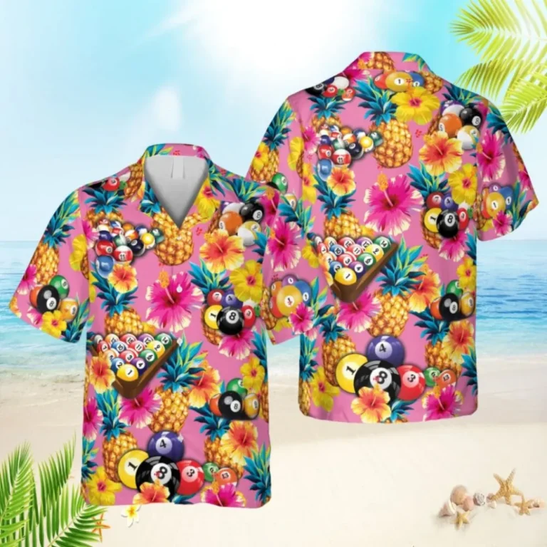 Pineapple Billards Pink Hawaii Shirt, Triangle Billards Beach 3d Shirt, Aloha Shirt For Mens, Womens