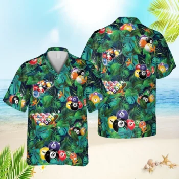 Tropical Plants Billards Green Hawaiian Shirt, Gift For Husband, Aloha Shirt For Mens, Womens