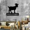 Goat Welcome Metal Sign, Goat Silhouette Wall Art Decor, Wall Hanging, Outdoor Metal Wall Art