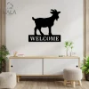 Goat Welcome Metal Sign, Goat Silhouette Wall Art Decor, Wall Hanging, Outdoor Metal Wall Art