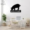 Pig Welcome Metal Sign, Pig Silhouette Wall Art Decor, Farm Animal Metal Wall Art, Outdoor Wall Hanging