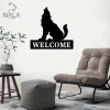 Wolf Welcome Metal Sign, Wolf Silhouette Wall Art Decor, Wild Animal Wall Hanging, Cut Metal Sign Art, Gift For Wolf Lovers