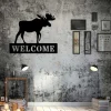 Moose Welcome Metal Sign, Deer Wall Art Decor, Wild Animal Wall Hanging, Metal Wall Decoration