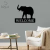 Elephant Welcome Metal Sign, Elephant Wall Art Decor, Wild Animal Wall Hanging, Metal Wall Art, Housewarming Gift