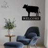 Cow Welcome Metal Sign, Cow Silhouette Wall Art Decor, Farm Animal Wall Hanging,cut Metal Sign