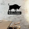 Bull Welcome Metal Sign, Bull Silhouette Wall Art Decor, Wall Hanging, Mexican Metal Wall Art