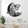 Butterfly Metal Wall Art With Led Lights, Butterfly Sign, Moms Garden Gift, Butterfly Garden Sign, Half Moon Sign, Butterflies And Flowers Sign