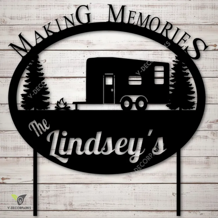 CAMPING_MEMORIES_89da077f-9ea3-48b5-b7d0-e6b25545353e.webp Camping Memories Custom Name Metal Sign, Personalized Name Cut Metal Sign Wall Hanging Decor