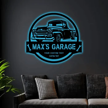 Car Monogram Led Lights Sign Customized Car Est 1958 Chevy Apache Pickup 3100 Monogram Wall Art Home Decor Gift For Dad Garage Sign