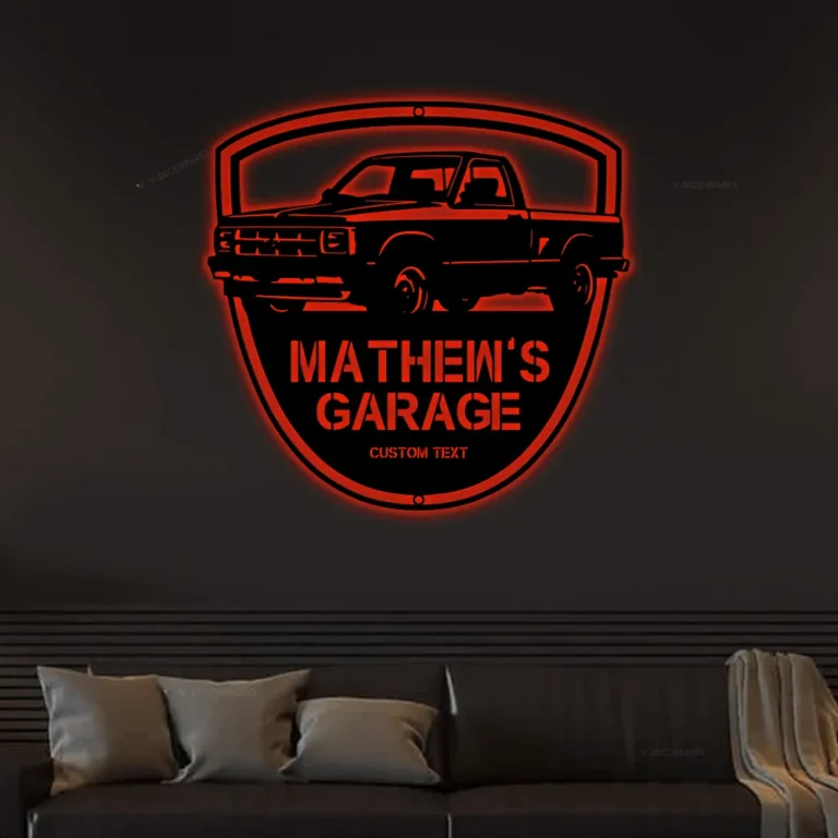 Classic Car Sign With Led Lights, Monogram Wall Art Personalized Classic Car 1993, Monogram Steel Sign, Garage Owner Gift