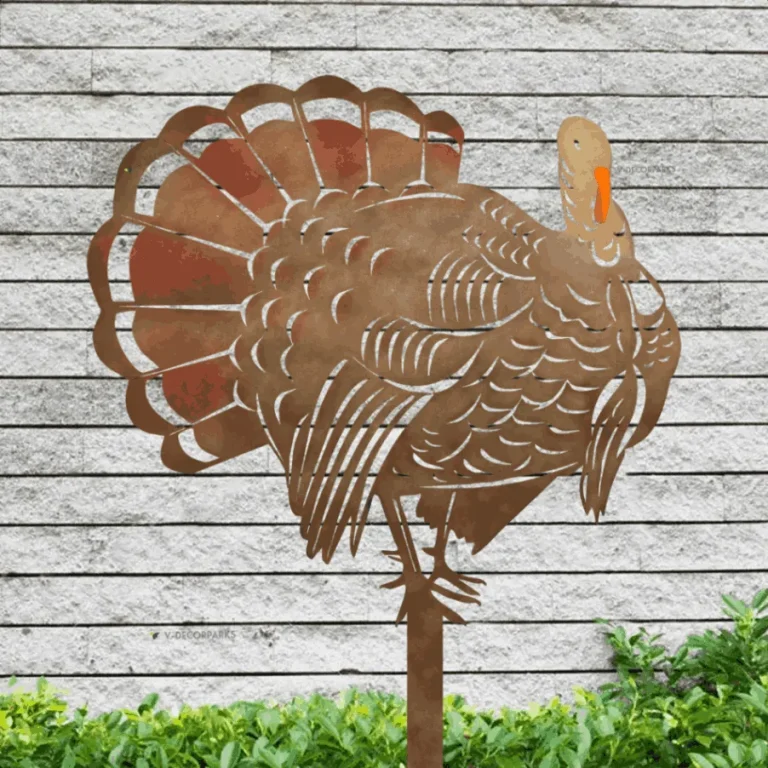 Copper Turkey Metal Garden Decoration With Led Lights, Turkey Hunting, Thanksgiving Silhouette Artwork