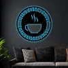 Coffee Bar With Led Lights Sign Monogram Steel Sign, Personalized Coffee Bar Station Monogram Wall Art Kitchen Wall Decor Gift For Mom