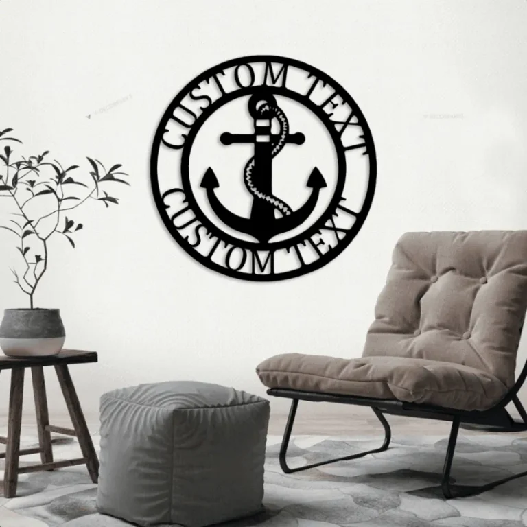 Custom Anchor Sign With Led Lights Monogram Steel Sign Personalize Anchor Monogram Wall Art Nautical Gift Anniversary Gift Home Decor