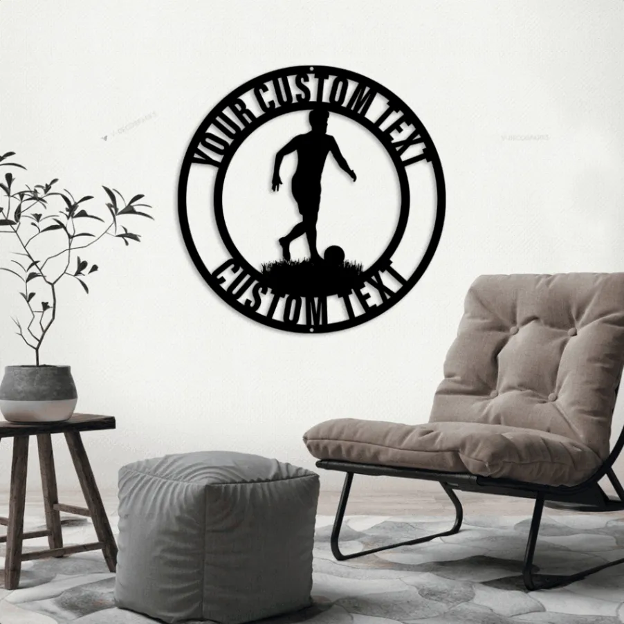 Custom Soccer Sign Led Lights Monogram Steel Sign Personalize Soccer Wall Art Home Decor Sports Room Decor Football Coach Gift Idea