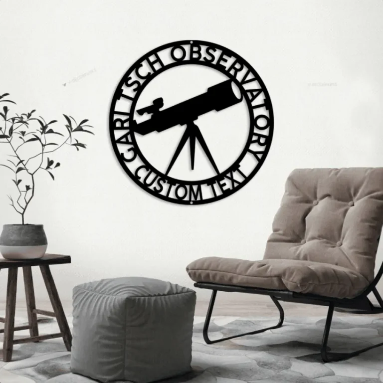 Custom Led Lights, Telescope Sign Monogram Steel Sign, Personalized Telescope Family Name Monogram Wall Decor Astronomy Lovers Gift