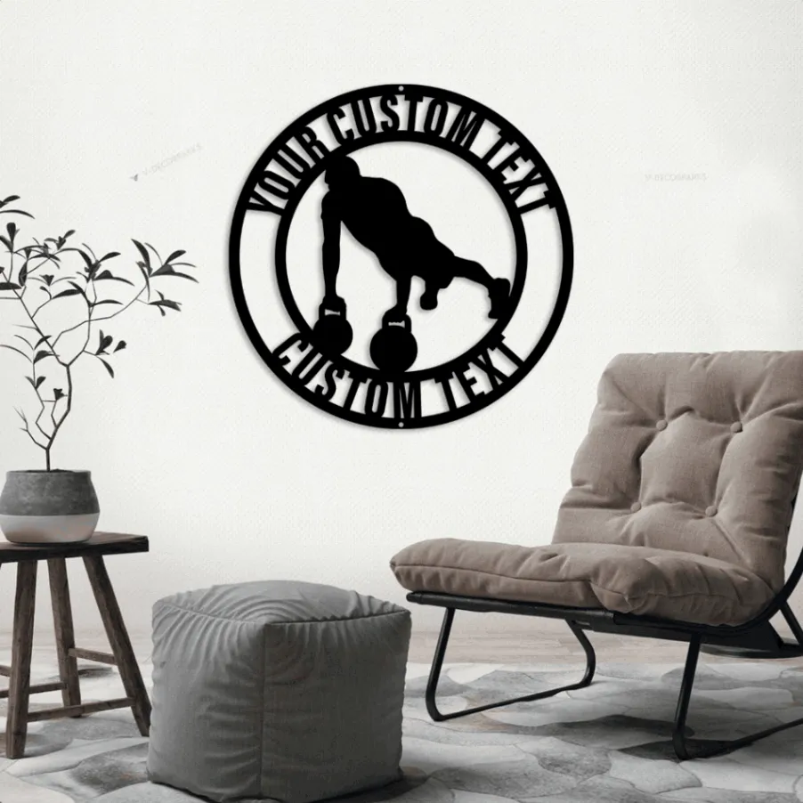 Custom Workout Led Lights Sign Monogram Steel Sign, Personalized Crossfit Home Gym Wall Art Decor Workout Gym Monogram Wall Decor