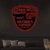 Customize Car Garage Led Lights Sign Monogram, Steel Sign, Personalize Garage Wall Art Decor Classic Car 1965 Wall Art Home Decor