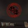 Metal Casino With Led Lights Sign, Gambling Sign, Poker Sign, Dice Sign, Dice Wall Art, Metal Casino Sign, Bar Sign, Man Cave Sign, Game Room Sign